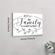 1 Pc Framed Work Of Heart Floral Outline Wreath Family Quote, Inspirational Wall Art Textured Canvas Poster Painting Wall Decor For Bedroom Living Room, Ready To Hang - Multicolor - View 7