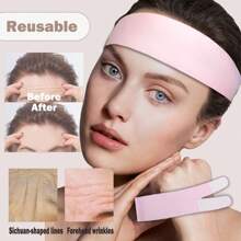 2pcs Reusable Forehead Lift Tapes, Washable & Adjustable For Men & Women, 3D Contoured Face Shaping, Wrinkle Minimizing, Blackout Sleep Or Daytime Use, Fits All Head Sizes, Comes With Storage Bag