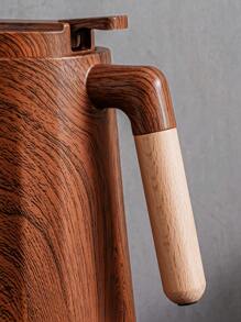 1 pieza Botella aislada de 1000ML/33.8oz con diseño de madera, con interior de vidrio, cafetera con dispensador de botón y asa de madera, de vuelta al colegio