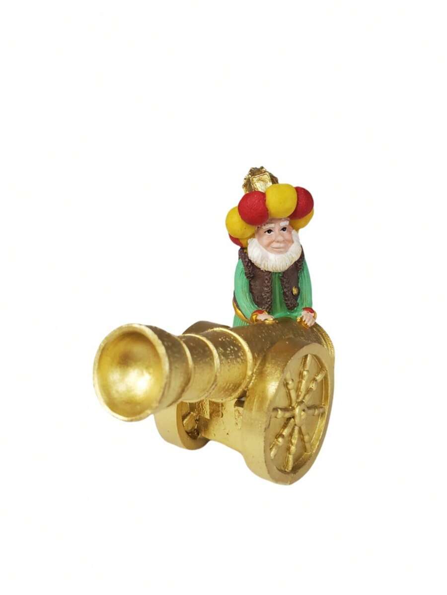 1pc Resin Decorative Statue With Traditional Figure, Holiday Celebration Statue With Gold Crescent Base, Suitable For Home And Office Decor, Large Size - 1 - View 1