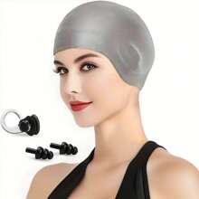 3pcs High Quality Silicone Swimming Caps With Ear Protection - Waterproof, Handwash, Suitable For Long & Short Hair Men And Women - Available In Black, Blue, Pink - Multicolor - View 11