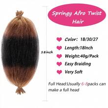 弹性非洲扭发 1/3/6 包预分离马利扭发编织发适合受损卷曲非洲扭发染色合成缠绕发适用于柔软发束接发 18 英寸