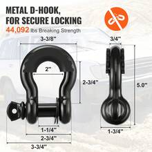 Off-Road Recovery Kit, 3" X 30', Heavy Duty Winch Recovery Kit With 30,000 Lbs Tow Strap, 44,092 Lbs D-Ring Shackles, Shackle Receiver And Storage Bag, For ATVs, Jeeps, Off-Road Vehicles, Trucks, 4 To 8 Pcs - 5 PCs - View 3