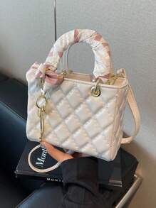 Dedoo小众高端黛妃女士手提包2025时尚新款菱格手提包单肩斜挎包圣诞礼物旅行聚会出差