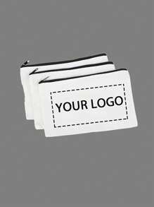 定制徽标化妆包个性化化妆袋，商务散装 DIY 盥洗包，女士旅行收纳包，耐用白色带拉链可定制位置印花白色/黑色帆布拉链袋，男女通用成人无香化妆包，彩色，可爱，迷人，简约，有趣，卡哇伊，Y2K，极简主义，通勤，商务休闲，基础款，定制，个性化，独特，定制，送给他的理想礼物，送给她、她、家人、朋友、女朋友的理想礼物