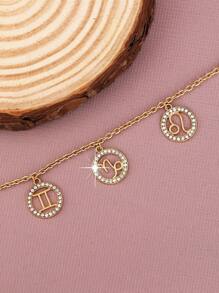 1pc Fashion Twelve Constellation Bracelet Personalized And Versatile Round Hollow Bracelet Student Couple Gift, Gemini, Leo, Capricorn, Metal Bracelet Twelve Constellation Couple Bracelet