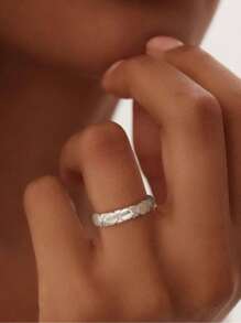 1 件 925 纯银简约钻石图案戒指，简约日常戒指，女士戒指精美珠宝礼物女士时尚配饰 - 菱形紋戒指 - 查看 7