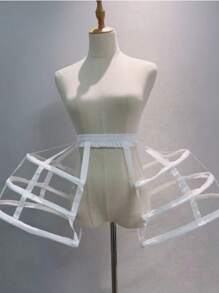 1 件女式哥特式巴洛克三层镂空黑白鸟笼裙，双褶边洛可可鱼骨衬裙角色扮演衬裙秋季女装 - 彩色 - 查看 3