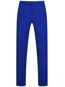 Conjunto de 3 piezas para hombre talla grande para boda, incluye chaqueta color vino, pantalones y chaleco, traje formal de lujo de corte slim para el novio, atuendo para fiesta de boda de otoño - azul real - Ver 5