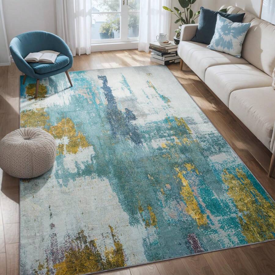Homore Entrance Rug Indoor Door Mats For Entryway Modern Abstract Washable Rug Non Slip Throw Rugs For Bedroom, Kitchen, Front Door Entryway - Blue - View 1