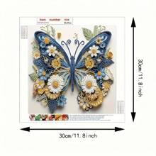 1 st 30*30cm/11.8*11.8in Frameless 5D Asymmetrische Vorm Diamond Painting Kit, DIY Ontwerp Bloemen & Vlinder Patroon Voor Muurdecoratie, Huis Ornamenten, Beginner, Volwassen Cadeau, Thanksgiving
