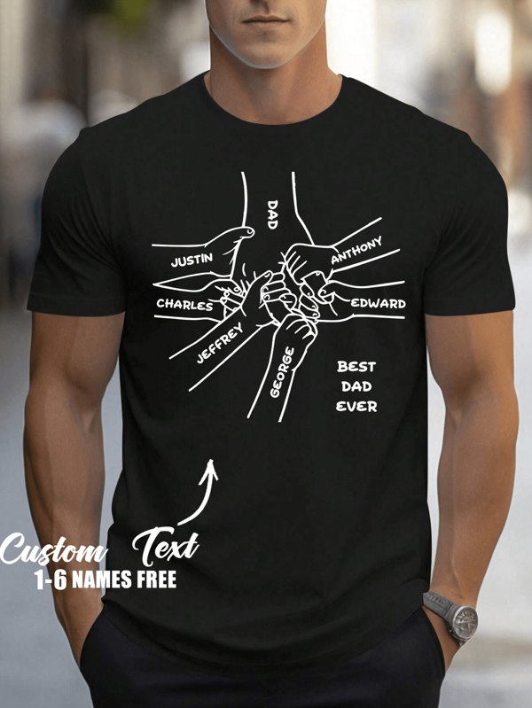 Maglietta casual comoda e ampia da uomo personalizzata, aggiungi il nome di papà, mamma, figlio/figlia (regalo della festa del papà, regalo di anniversario, regalo di compleanno)