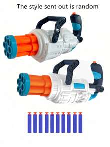 1 Box Creative Children Soft Bullet Toy Gun Space Gatling Sponge Bullet Manual Launcher, Safe For Kids, Includes 10 Soft Bullets - Multicolor - View 9