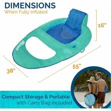 SwimWays Spring Float Recliner Chair for Swimming Pool, Inflatable Pool Floats Adult with Fast Inflation, Cup Holder & Foot Rest for Ages 15 & Up, Blue - Sillón reclinable Aqua - Ver 7