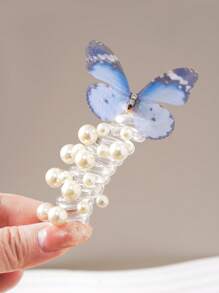 1pc/2pcs/3pcs Cute Fairy Hair Accessories, Pearl Net & Butterfly Rose Flower Spiral Hair Scrunchies, Suitable For Little Girls Braiding & Ponytail
