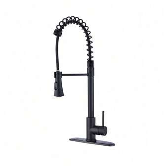 Commercial Modern Single Handle Spring High Arc Kitchen Faucet Matte Black,Christmas