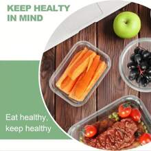 12 件带盖玻璃食品储存容器，餐食密封防漏午餐盒，适用于微波炉、烤箱、冰箱和洗碗机