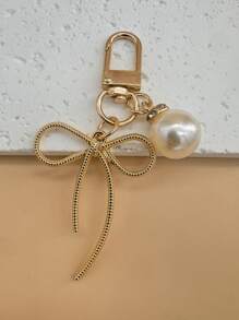 Một chiếc móc khóa thắt nút đơn giản và đa năng làm bằng hợp kim dành cho phụ nữ Một món quà nhỏ để tặng cho bạn thân Quà tặng phù dâu Nơ mùa hè - Vàng - View 3