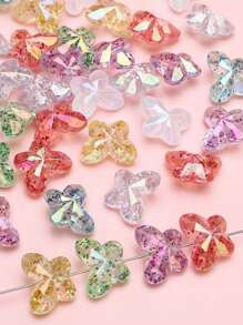 30 件 14x18 毫米鲜艳亚克力蝴蝶珠，多色透明，珠子内有亮片，适用于 DIY 珠宝制作、耳环、手链、项链、钥匙扣和工艺品 - 母亲节和友谊礼物