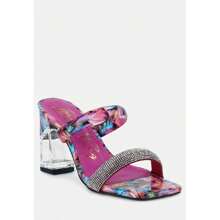 Krypton Marble Print Clear Block Heel Sandals