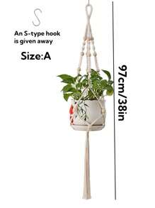 1pc Handwoven Planter Hanging Basket Net, Heavy Duty Macrame Plant Holder For Indoor&Outdoor Balcony, Bohemian/Nordic Style Thickened Plant Pot Hanging Mesh