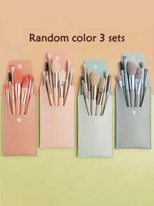 8 pièces Set de pinceaux de maquillage, petits pinceaux de qualité premium en fibres synthétiques pour fond de teint, fard à joues, ombre à paupières, sourcils, cils, nez et lèvres, livré avec un sac de rangement charmant
