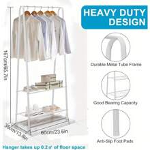 Trintion Tidy Rails Clothes Rail Clothes Rack Hanging Clothes Rack Clothes Hat Display Rack Shoe Rack Storage Rack Clothes Pole For Laundry Room Bedroom Living Room Balcony Coat Rack Back To School Travel Essentials Room Decor, Home Decor, Bedroom Decor Storage Organization And Storage - White - View 1