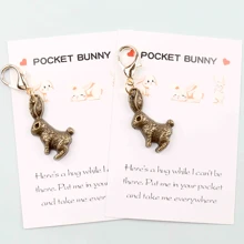 1pc/2pcs Rabbit Keychain, Mini Rabbit Pendant, Easter Bunny Keychain With Hugging Card, Ideal For Birthday, Wedding, Holiday Party, Motivational Token