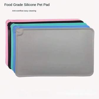 1pc Silicone Pet Mat, Anti-Spill Easy To Clean Mat, Anti-Slip Pet Feeding Mat, Foldable Portable Non-Slip Durable Soft Silicone Placemat