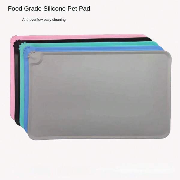 1pc Tapete de silicone para animais de estimação, tapete à prova de derramamento e fácil de limpar, tapete antiderrapante para alimentação de alimentos para animais de estimação, jogo americano de silicone macio antiderrapante portátil dobrável