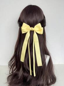 1 件女士时尚休闲优雅精致纯色优雅蝴蝶结丝带发夹，合金鳄鱼夹，适合日常佩戴、搭配服装、外出旅行、拍照、任何场合，是送给好朋友的绝佳礼物 - 黃色 - 查看 1