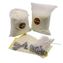 Cera de soja para hacer velas - Cera de soja natural para hacer velas 0,33/2/4 lb Bolsa, Escamas de cera de soja premium, 100 mechas para velas, 100 pegatinas para mechas y 2 dispositivos de centrado, Regalo para hacer velas DIY, Proyecto DIY, Jabón, Regalo perfecto para el Día de Pascua, Velas de aromaterapia, Regreso a la escuela, Día del Padre, Día del Maestro, Decoración del hogar, Dormitorio, Baño, Opción de relajación