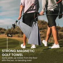 FINGER TEN Golf Towels For Golf Bags With Strong Magnetic Retractable Carabiner 24''X16'' Lightweight Absorbent Microfiber Waffle Pattern Tri-Fold Towel 1 Pack
