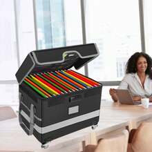 Flame Resistant File Organizer With Lock With Wheels File Box File Organizer - Waterproof File Antistatic, Foldable, Secure Zipper Closure, Portable Office Home File Box With Reflective Strips Can Be Used For Important Hooked Letters, Legal Documents, Storing Book Items, Green - Black - View 7