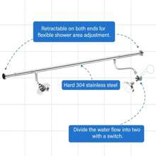 Tandem Shower Head For Couples, Dual Shower Head System For Two People, High Pressure And Adjustable Double Shower With Multimodal Shower Head Fits 2 Person Home Bathroom Decor Summer - Silver - View 5