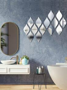 10pcs/15pcs/20pcs Self-Adhesive Teardrop Mirror Decorative Acrylic Wall Stickers For Home Decor, Mirror Background Gifts Birthday Graduation Room Decor Wall Decor Bathroom Decor Bedroom Decor Room Decoration Stuff Living Room Decor House Decor Home Decor Living Room Wall Art Wall Paper Personalised Stickers Mirror Wall Wall Mirror Mirror For Room - Silver - View 4