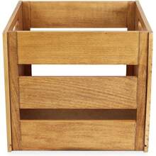 Victrola Caja de Madera para Discos de Vinilo, Rústico, Marrón, 14x13.25x11.75 Pulgadas, 5 Libras - Roble - Ver 2