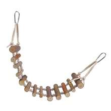 Juguete de columpio de escalera de madera y cuerda natural para loros, puente colgante para escalar, juguetes para masticar para loros y hámsteres - Como en la imagen - Ver 4