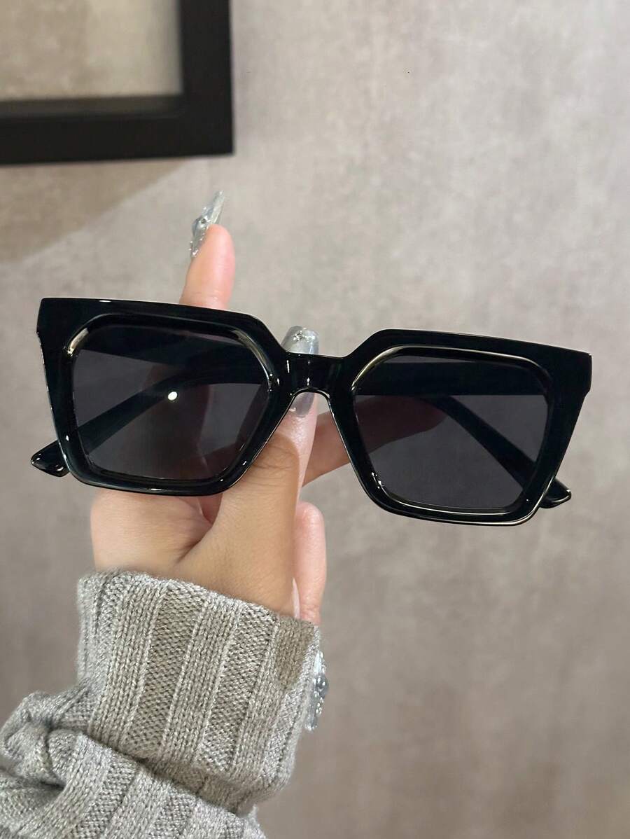 1 件装黑色几何塑料永不过时完美个性化优雅时尚眼镜，适合男女通用钓鱼登山滑雪日常生活度假服装配饰