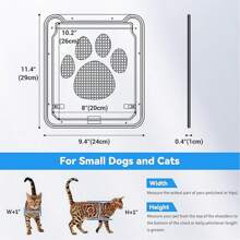 Cat Door For Screen Door, Flap Opening 8 X 10 Inches, Cat Door For Window Screen, Magnetic Self-Closing Small Pet Door For Sliding Door, Lockable, Black
