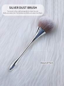 SHANGFEIYA 1pc Japanese Shape Nail Powder Brush With Iridescent Color Handle, Soft Bristle Makeup Blush Powder Brush