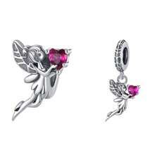 Easvnya 1pc Fashionable Silver Plated Angel Beaded Pendant, 3D Design Elegant, Suitable For Bracelets And Necklaces, Perfect Jewelry Gift For Birthday, Holiday