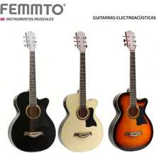 Guitarra Electroacústica con Bolso + Cinta + Púas + Cuerdas extras (Negro) - Negro - Ver 7