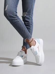 2025 Spring New White Sneakers Korean Version Girl Students Platform Increase Height Sport Skateboard Shoes Teenager Casual Breathable Soft Sole Girl Shoes - White - View 4