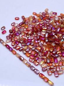 30pcs/Bag Pink Red Green Color Faceted Grid Rectangle Square Loose Beads Glass Beads Faceted Loose Spacer Beads For Jewelry Making DIY Jewelry Accessories Design