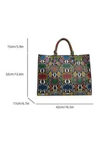 Fashionable Snake Skin Pattern All-Season Travel & Shopping Tote Bag, Extra Large Handbag - Multicolor - View 12