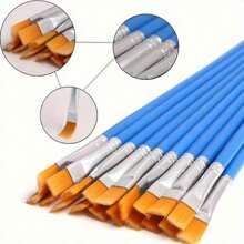 20 件套尼龙画笔套装，适用于油画、丙烯画和水彩画 - 优质木柄美术用品 - 10 平 + 10 尖 - 查看 5