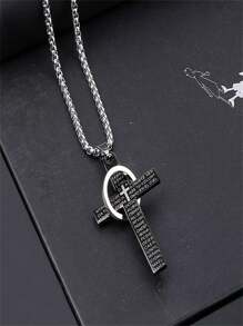 1pc Cross Pendant Necklace, Versatile Hip-Hop Necklace For Men,