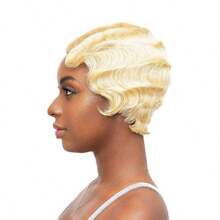 Curly Wave Finger Wave Wig Virgin Peruvian Remy Human Hair Short Pixie Cut Wigs For Women Curly Glueless Wig Full Machine Made Really Cute Finger Waves Hairstyles Short Ocean Wave Pixie Cut Wig