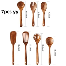 Juego de cuchara y cucharón de cocina con patrón de madera, juego de herramientas de cocina Boho Osier, 4 piezas/5 piezas/7 piezas